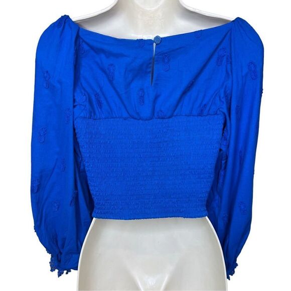 Farm Rio Blue 3D Pineapple Crop Top NWT Size Small - Picture 5 of 12